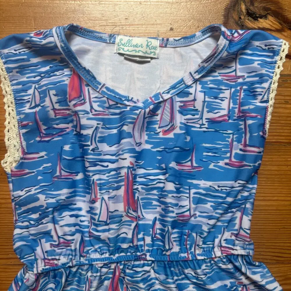 Sullivan Row blue sailboat nautical sleeveless girls dress SIZE‎ 4